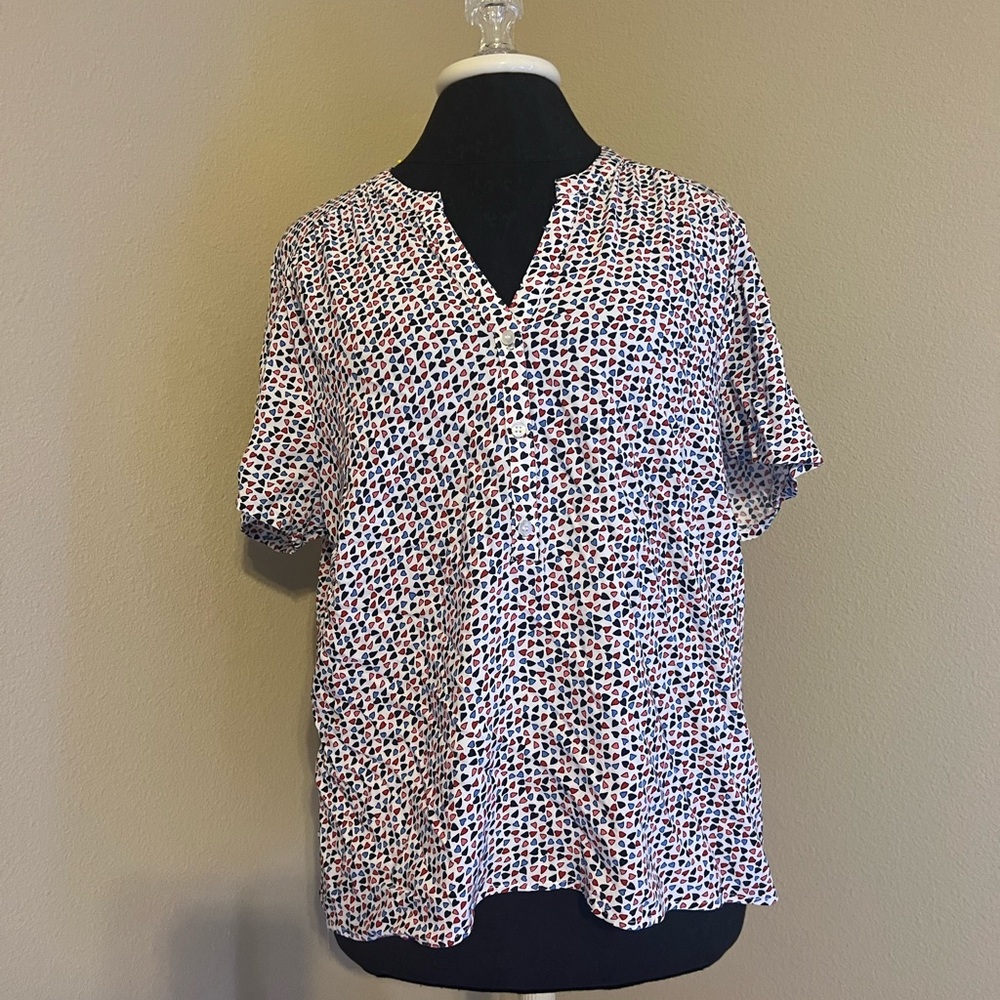 ❤️ Heart Pattern Printed short sleeve blouse